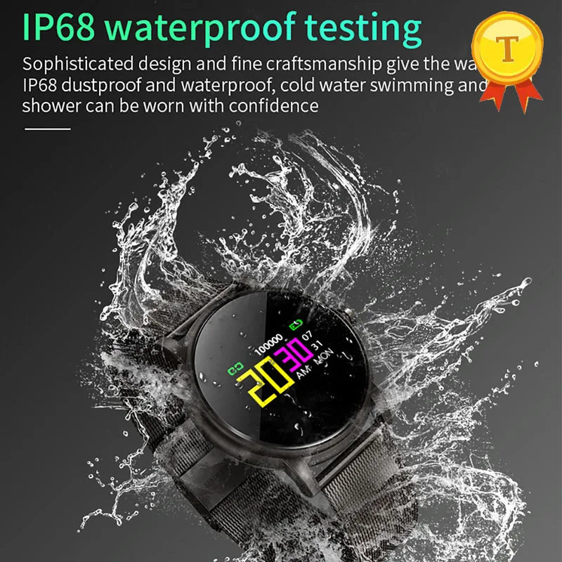 1.01 hüvelykes érintőképernyő úszni, fürdeni rozsdamentes acél okos karkötő USB töltés fém szíj alszik tracking for ios-android5