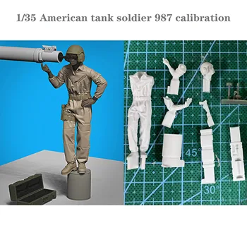 1/35 Amerikai tank katona 987 kalibrációs Festetlen gyanta katona modell Katonai homok táblázat tartozékok