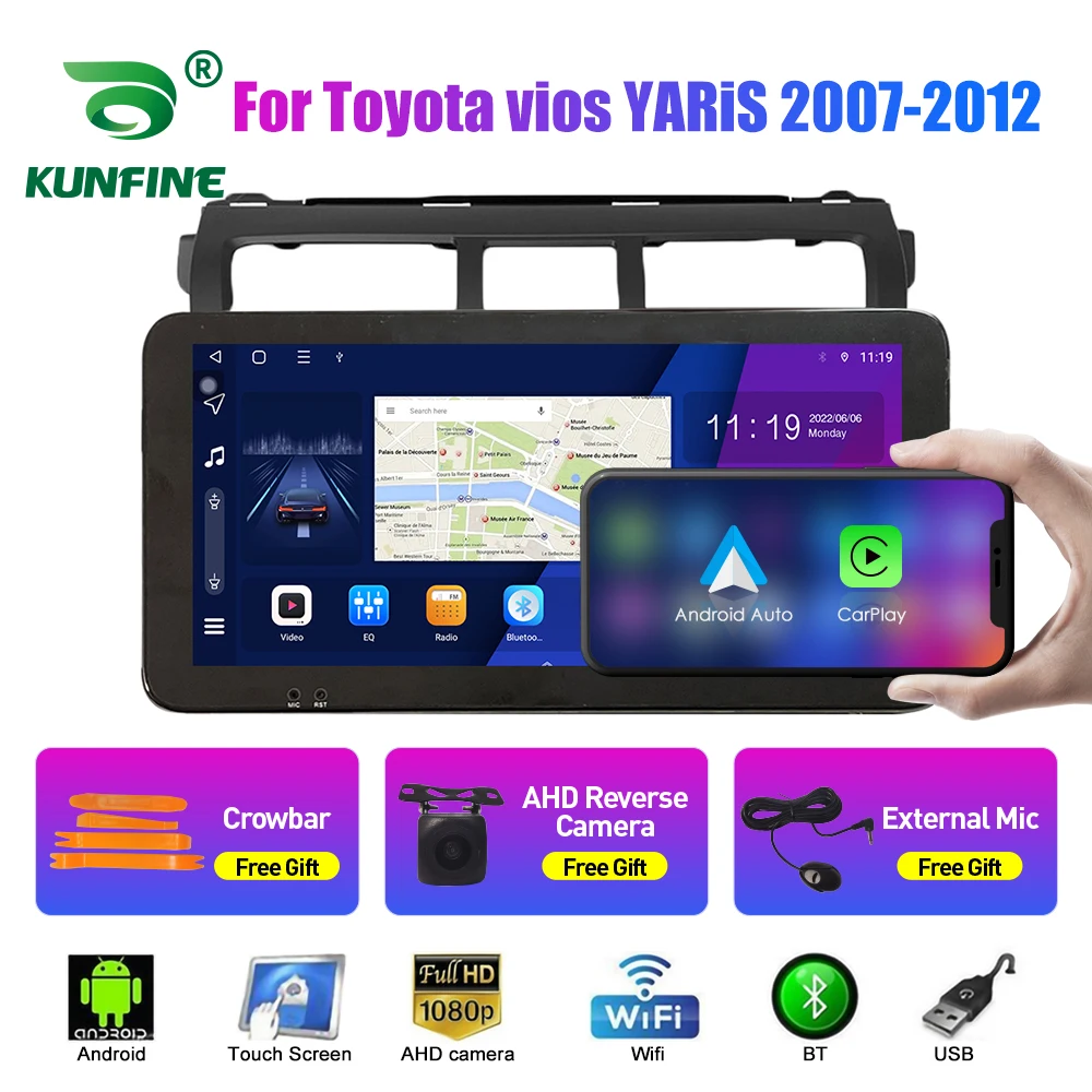 10.33 Hüvelyk autórádió Toyota vios YARiS 05-12 2Din Android Octa-Core Autó Hifi DVD GPS Navigációs Játékos QLED Képernyő Carplay0