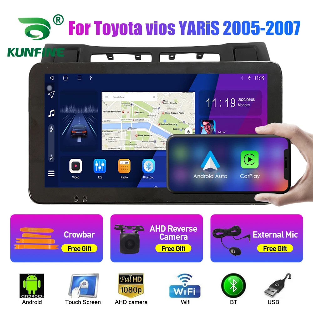 10.33 Hüvelyk autórádió Toyota vios YARiS 05-12 2Din Android Octa-Core Autó Hifi DVD GPS Navigációs Játékos QLED Képernyő Carplay1