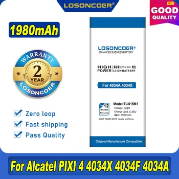 100% Eredeti LOSONCOER TLi015M1 Az Alcatel PIXI 4 4034X 4034F 4034A 4034D One Touch Pixi 4 Akkumulátor