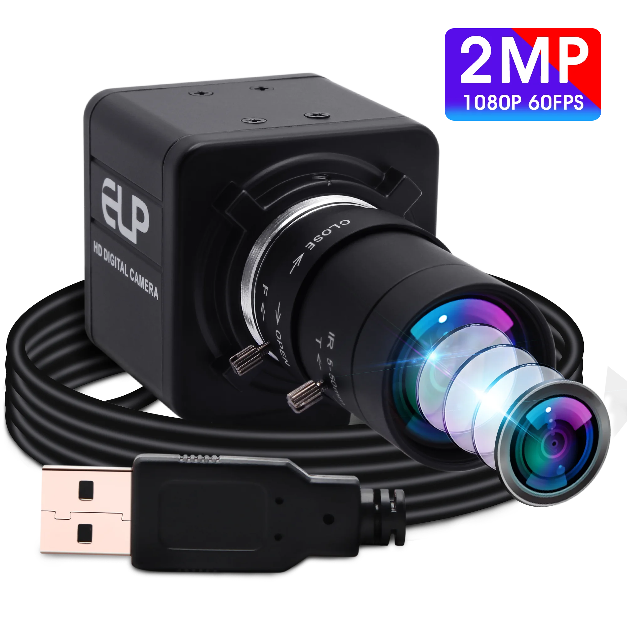 1080P Ipari Webkamera nagysebességű MJPEG 260fps/120fps/60fps OmniVision OV4689 CMOS Video USB Kamera, Varifokális Zoom CS Lencse1
