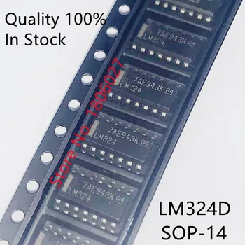 10DB-20DB LM324 LM324D SOP14 LM324DR SOP-14 Négy csatorna műveleti erősítő chip