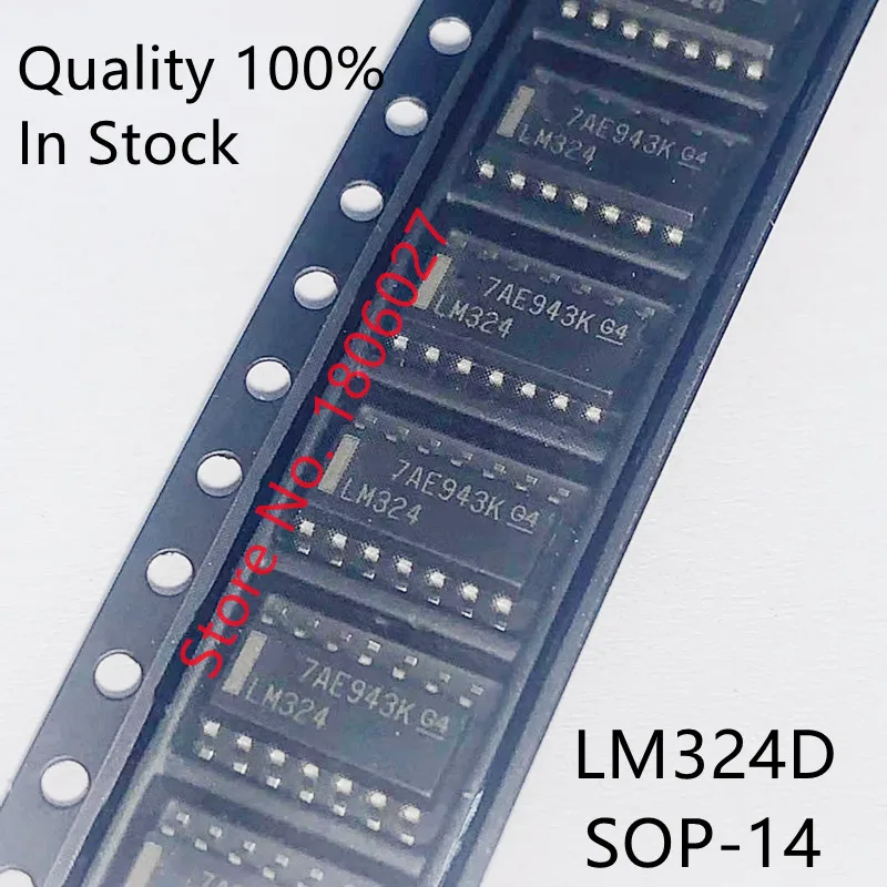 10DB-20DB LM324 LM324D SOP14 LM324DR SOP-14 Négy csatorna műveleti erősítő chip0