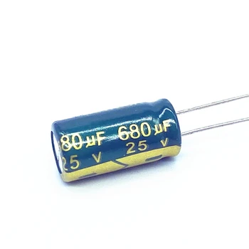 10db/sok 25V 680UF Alacsony ESR/Impedancia magas frekvenciájú alumínium elektrolit kondenzátor mérete 8*16 680UF25V 20%