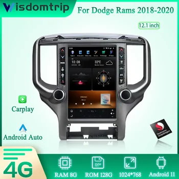 12.1 Hüvelyk Tesla Stílus Dodge Ram 2018-2020 Okos Multimédia Videó Lejátszó, Rádió 4G GPS Navigációs Android12 Carplay