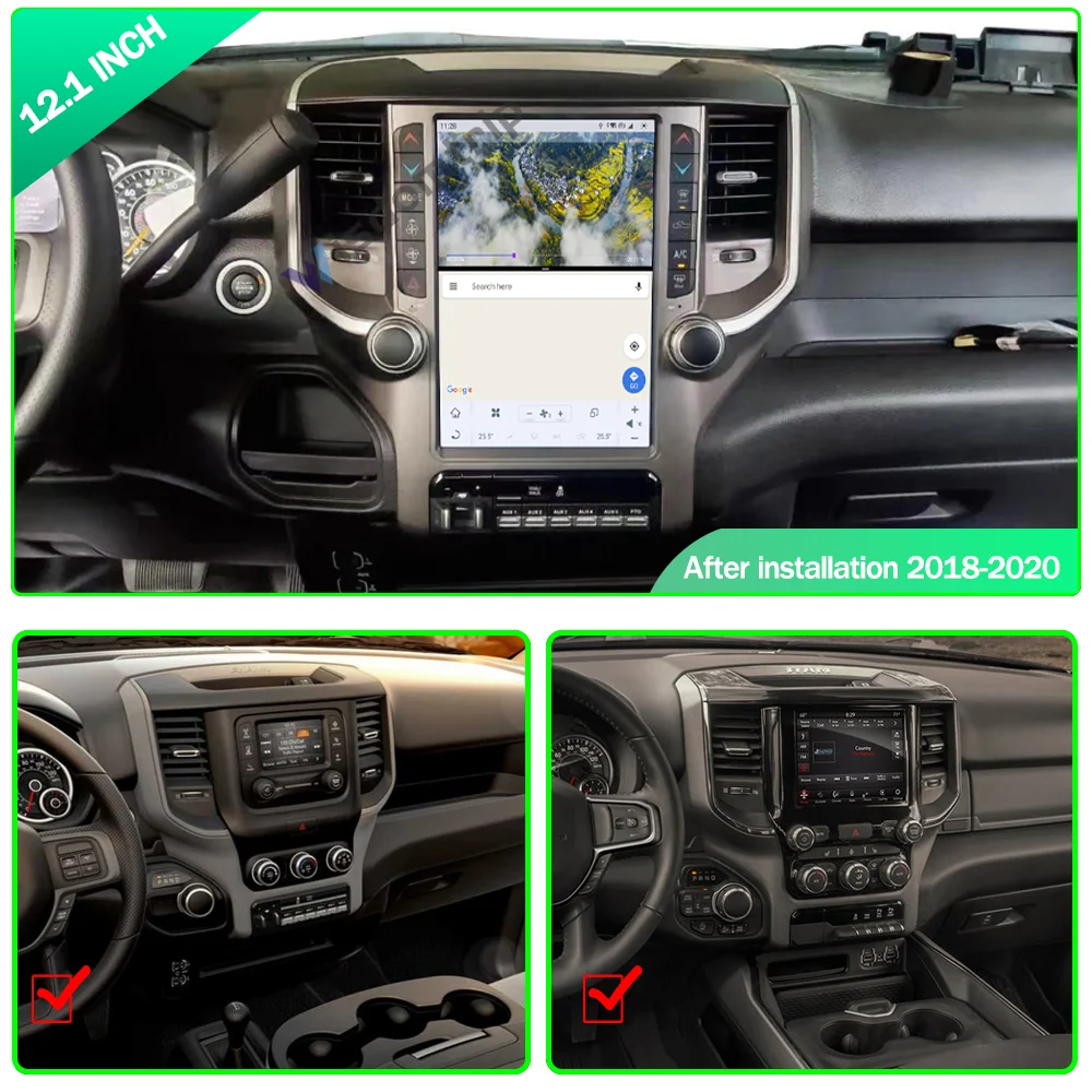 12.1 Hüvelyk Tesla Stílus Dodge Ram 2018-2020 Okos Multimédia Videó Lejátszó, Rádió 4G GPS Navigációs Android12 Carplay3