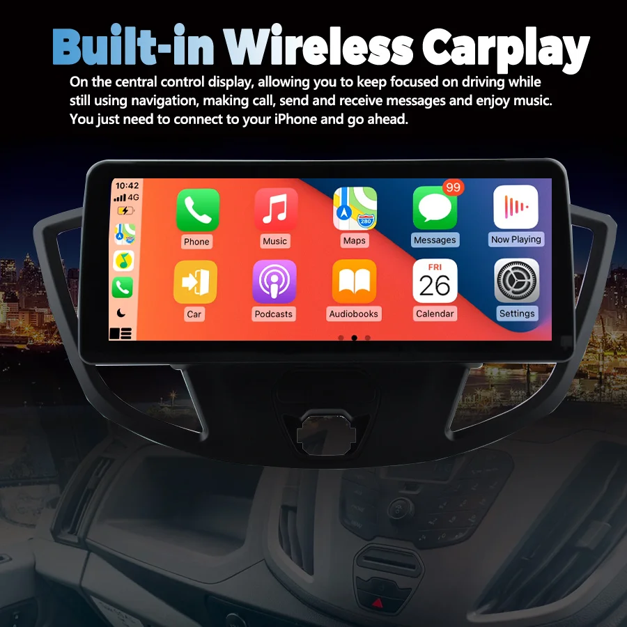 128GB Android 12 2Din autórádió Multimédia Lejátszó GPS Ford Transit 2018 2017 Autoradio Bluetooth, Navigáció, Hifi fejegység1