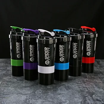 16oz 500ML Sport Fehérje Shaker Üveg Keverés Labdát 3 Réteg Shaker Kupa BPA Mentes Műanyag EDC Hordozható Szivárgásmentes Ital