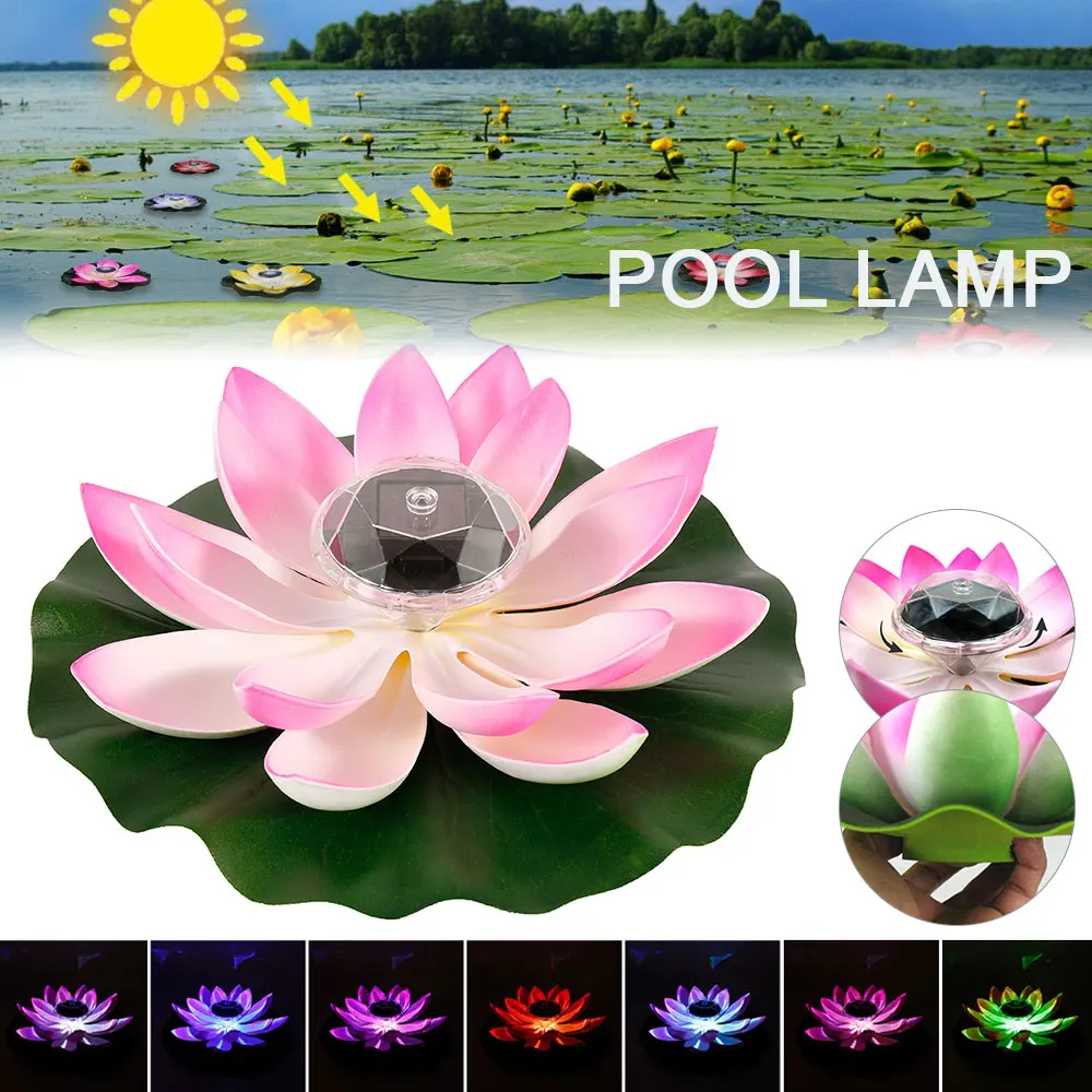 1DB Szolár Lotus Lámpa Működő LED Virág Fényben Úszó Szökőkút Tó, Kerti Medence Lámpa Reális Alakú, Fényes Led Lámpa Izzó0