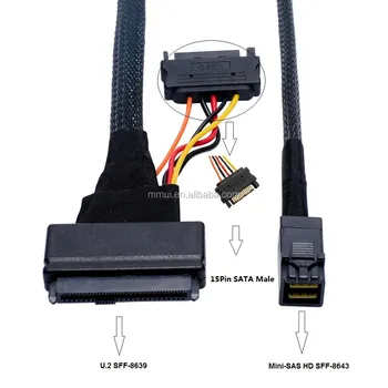 1m 0,5 m HD Mini-SAS (SFF-8643) U. 2 (SFF-8639) Kábel 2.5& NVMe SSD Bányászati