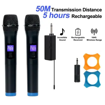 1Pair Vezeték nélküli Kézi Mikrofon Mikrofon Plug-Játék Hangszóró Mini Vevő Felvétel Buli, Karaoke Egyház Show Találkozó