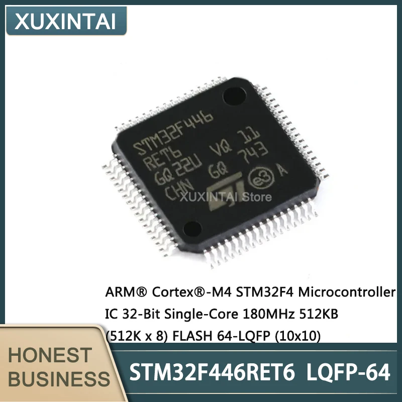 1~5db Új, Eredeti STM32F446RET6 STM32F446 MCU Mikrokontroller IC 32 Bites Single-Core 180MHz 512 kb kapacitású (512 KB x 8) a FLASH 64-LQFP0