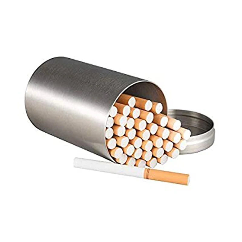 2.6 x 4,1 Hüvelyk Magas Minőségű Cigaretta, Magas Kapacitás Rozsdamentes Acél Tároló Tartály, Cigaretta tok 100 mm (Ezüst)0