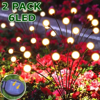 2 Csomag Napelemes Led Kerti Solar Táj Fények Vízálló Tűzijáték Firefly Kerti Napelemes Kerti Lámpák Karácsonyi Díszek