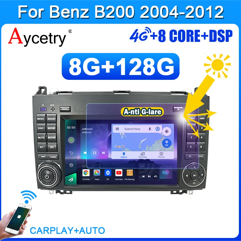 2 din Android 11 autórádió GPS képernyő Mercedes Benz B200 W169 W245 W639 Sprinter Vito Viano Vezeték nélküli carplay Auto Rádió0