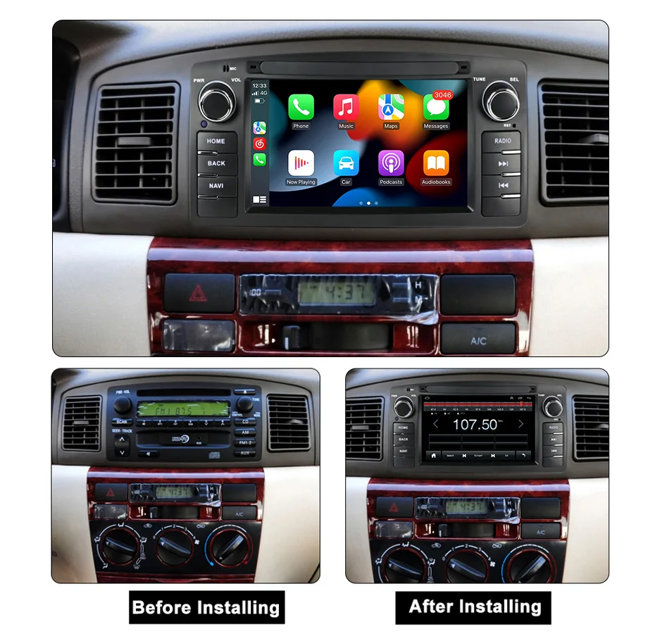 2 Din Android 11 autórádió Toyota Corolla E120 BYD F3 Carplay Sztereó Audio Auto 2din vevő navigációs dvd lejátszó gps SWC5