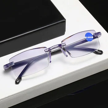 2022 Férfiak, Nők, Keret Nélküli Szemüvege Anti Kék Fény Bifokális Messze Közelében Nagyítás Szemüveg Presbyopic Szemüveg +150 +200