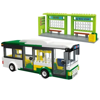 2022 Város Kreativitás Busz Buszmegálló Modell Épület-Blokk Tégla, Gyerek Játékok, Karácsonyi Ajándékok,