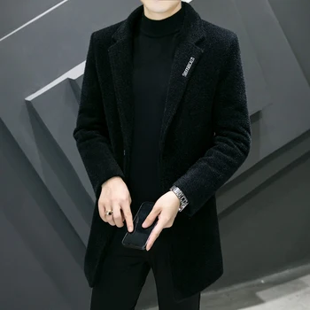 2023 Boutique egyszerű üzleti gyapjú férfi közepes hosszúságú koreai verzió megvastagodott slim trend divat alkalmi gyapjú kabát M-5XL