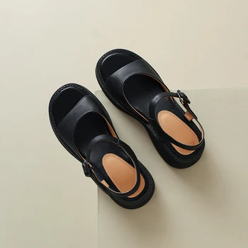 2023 Nyári Szandál, Valódi Bőr Női Cipő Nyitva Toe Részét Magassarkú Női Szandál Kézzel készített Divat Platform Szandál Cipő