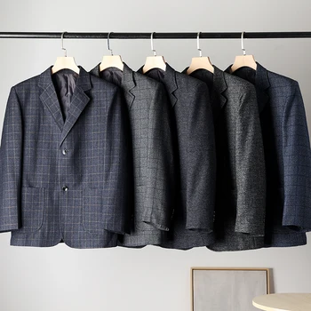 2023High-end koreai változata divat jóképű trend alkalmi fél slim férfi üzleti alkalmi kockás nagy zseb, öltöny, kabát