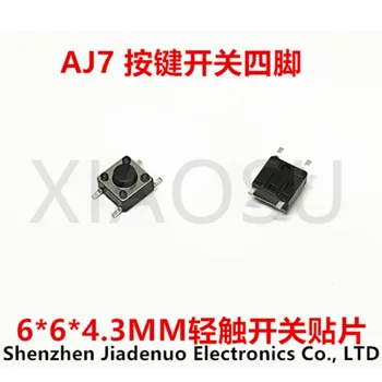 (20db)100% Új AJ7 6*6*4.3 MM touch kapcsoló patch 4-pin mikro/kulcsos kapcsoló négy-tűs 6x6x4.3mm réz Lapkakészlet
