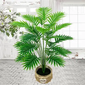24Leaf Nagy Kamu Növények Mesterséges Pálmafa Trópusi Monstera Ág, Zöld Műanyag Levelek Beltéri Kültéri Otthoni Irodai Dekoráció