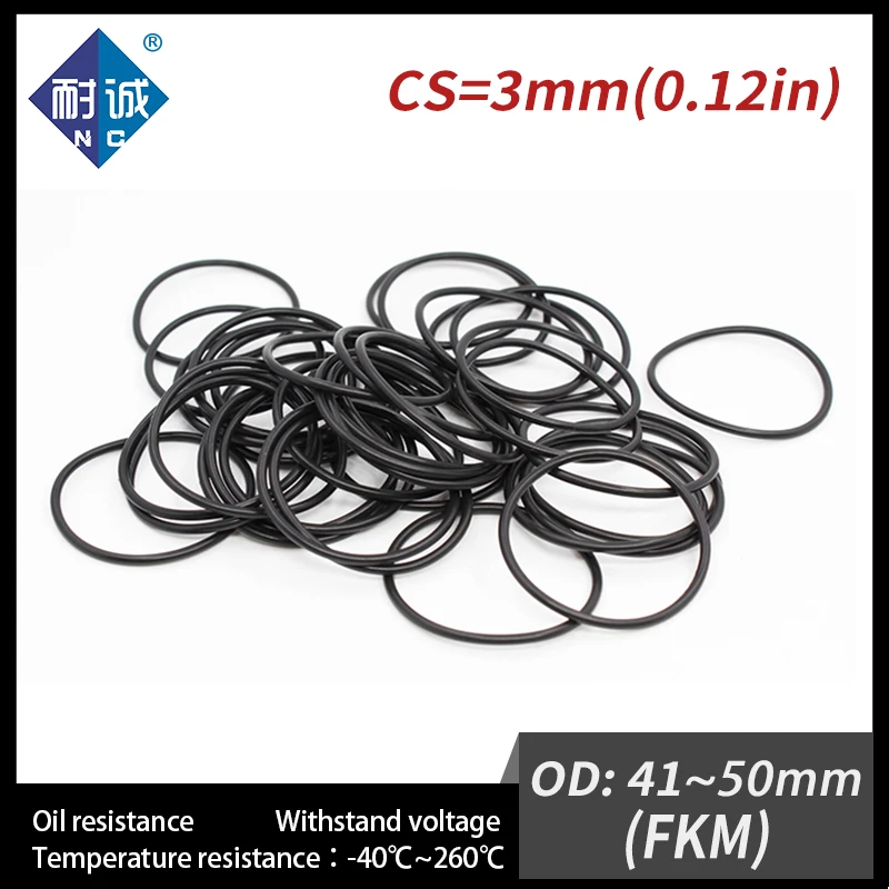 2DB/sok Gumi Gyűrű Fekete FKM O-gyűrű Tömítések Vastagsága 3mm OD41/42/43/44/45/46/47/49/50mm Gumi O-Gyűrű Üzemanyag Mosó2