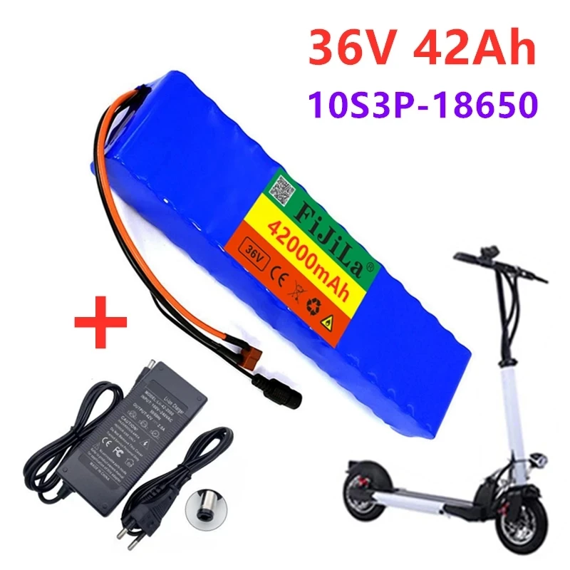 36V 42Ah 10S3P 18650 geändert fahrrad elektrische auto motorrad roller aksija mit15A BMS lítium-aksija csomag+42V2A ladegerät0