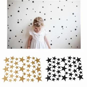 39 Csillag Arany Ezüst Fekete Fehér Csillagok a Mintát PVC DIY Wall Art Matricák a Gyerek Szoba Dekoráció, Fali Matricák lakberendezés