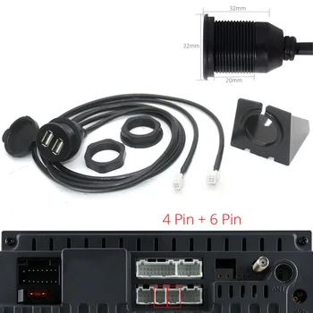 4 6 Pin-Dual USB-Női Port Flush Műszerfalon Mount Panel Hosszabbító Kábel Adapter autórádió Android Multimédia Lejátszó