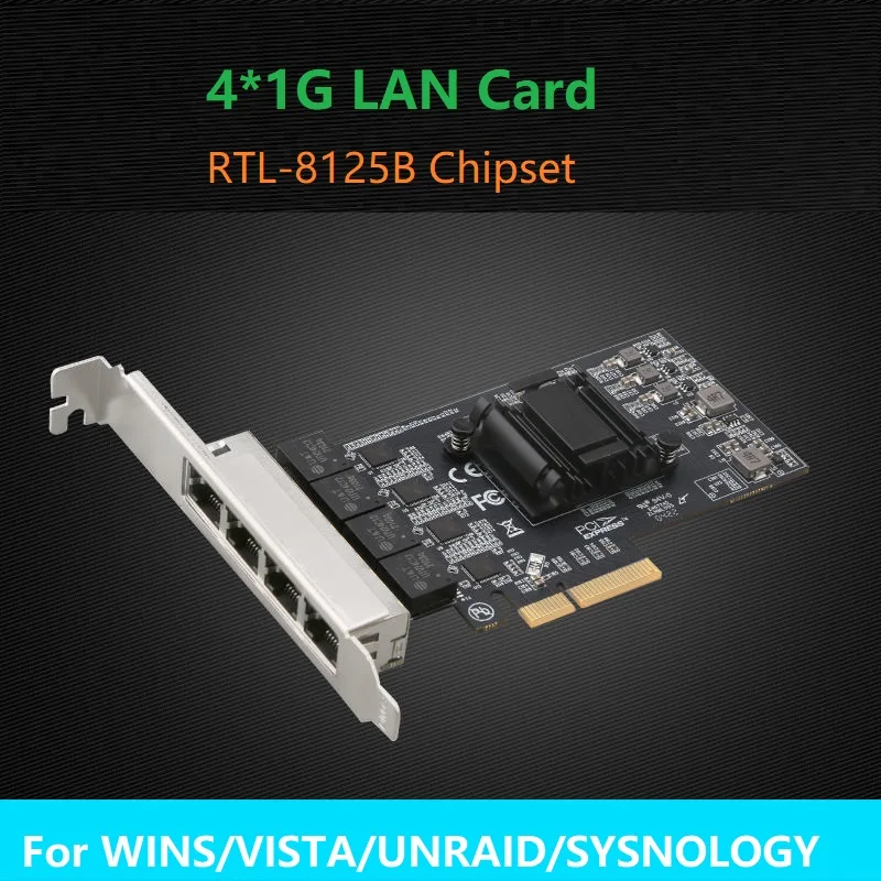 4-Port 2.5 G-LAN Kártya PCI-E Felület a Szerverek NYER/VISTA/UNRAID/SYSNOLGY Rendszer0