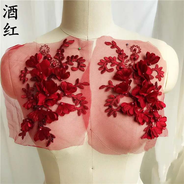 4db/Sok 3D-s kézzel készített gyöngy virág varrott színpadi ruhát, rátétes esküvői ruha fejfedőt dekoráció1