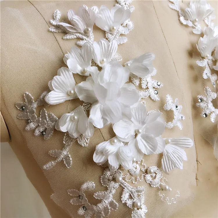 4db/Sok 3D-s kézzel készített gyöngy virág varrott színpadi ruhát, rátétes esküvői ruha fejfedőt dekoráció5