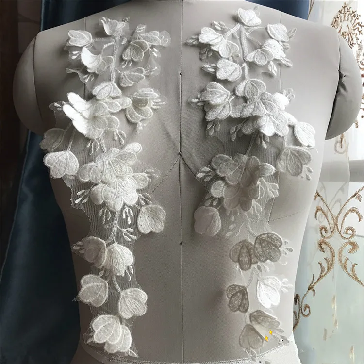4db/Sok Kézzel készített 3D Hímzés, Csipke Virág Applied Menyasszony, Esküvői Ruha, Ruházat DIY Javítás Anyag3