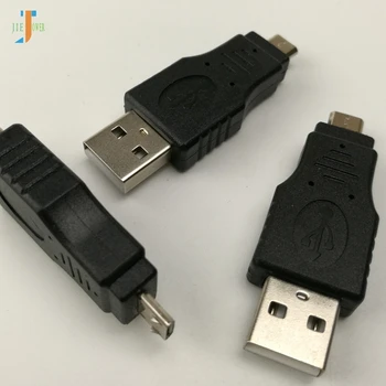 500pcs/sok Nagykereskedelmi USB 2.0 Férfi-Micro USB-férfi Átalakító Adapter Tablet, mobiltelefon Fekete