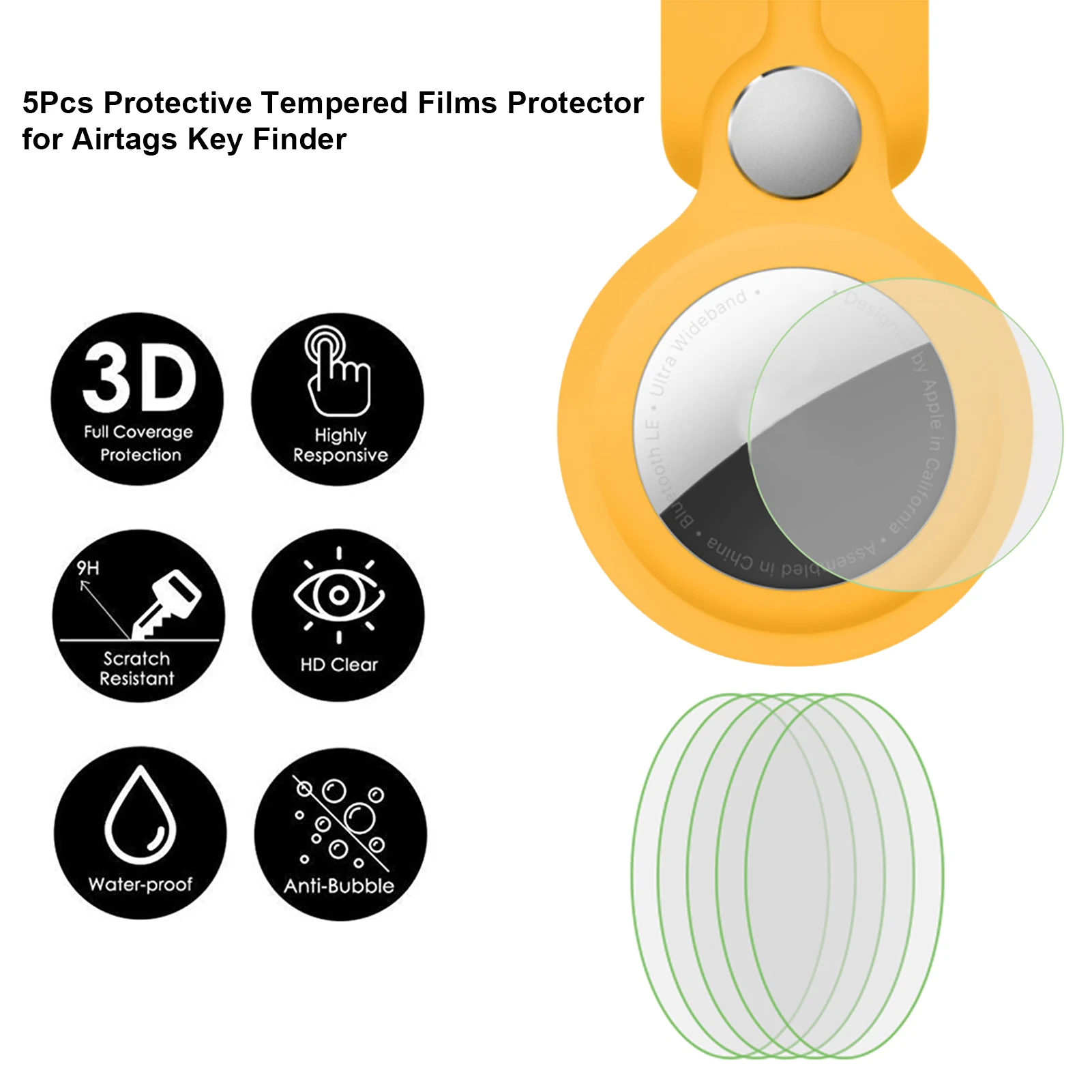 5db Védő TPU Film Védő Airtags kulcskereső Tartozékok 3D-s HD Protectetive Film Airtag3