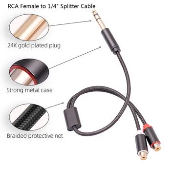 6.35 mm-RCA Fejhallgató Sztereó Kábel Multi RCA Női 1/4 Hüvelyk Hangszóró Kábel hi-fi Hang Stúdió / Élő Előadás