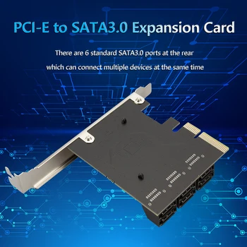 6 Portok SATA III PCI-E Express 3.0 X4 Vezérlő Bővítő Kártya Adapter 6Gbps