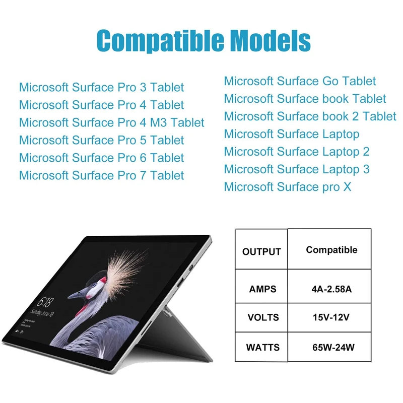 60W 15V 4A Hordozható Laptop-Töltő Microsoft Surface Pro 6 4 3 Felületre Menjen, Laptop 2 Surface Pro Felület, Laptop, Tápegység4