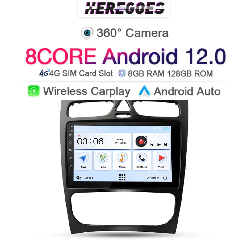 6G 128G DSP Android 12 Autós DVD-Lejátszó Mercedes Benz C Class W203 C200 C320 C350 CLK W209 2002-2005 Bluetooth Carplay Rádió0