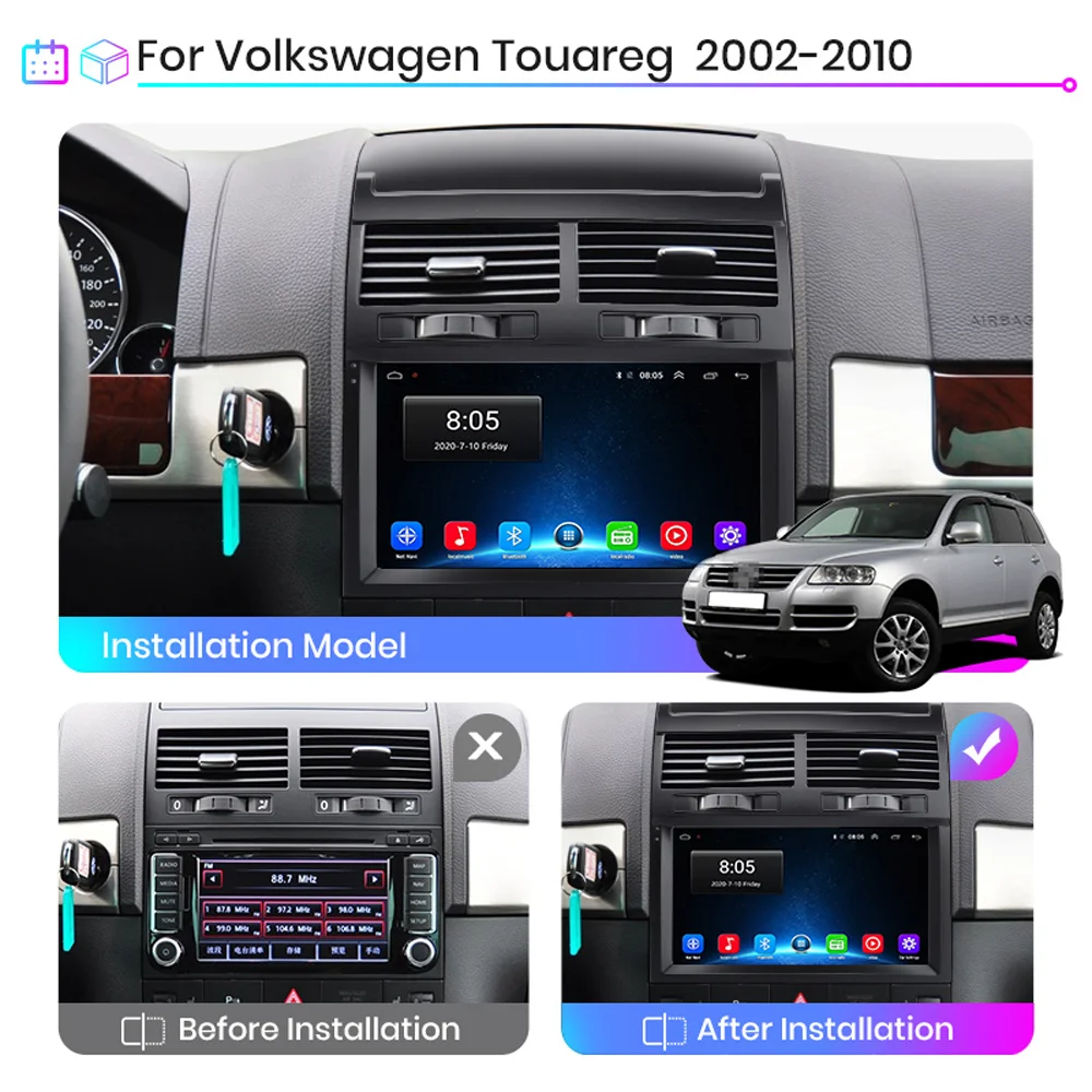 9Inch 2Din A Volkswagen Touareg 2002-2010 4G Carplay Autó Multimédia Lejátszó Android Wifi GPS Navigáció autórádió AutoRadio BT1