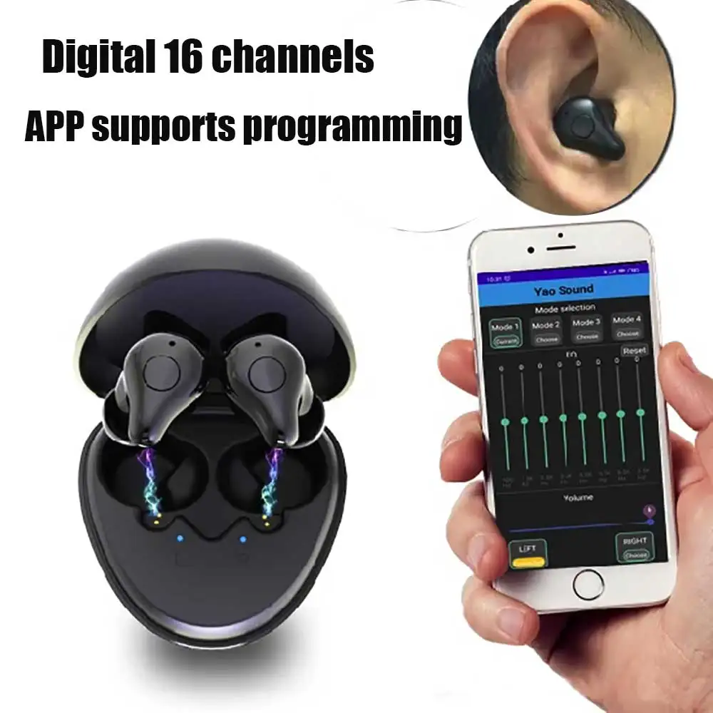 A Bluetooth ALKALMAZÁS Programozási Hallókészülékek 16 Csatorna hallókészülék A Töltés Ügyet Tárgyaláson Audifonos Frekvencia Tartomány 200-6000Hz0
