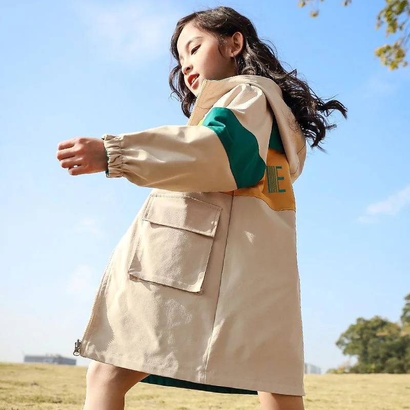 A lányok Kabát Kabát Pamut Outwear Szélfogó 2023 Bájos Tavaszi Őszi Szabadtéri Tizenéves Gyermek Ruházat2