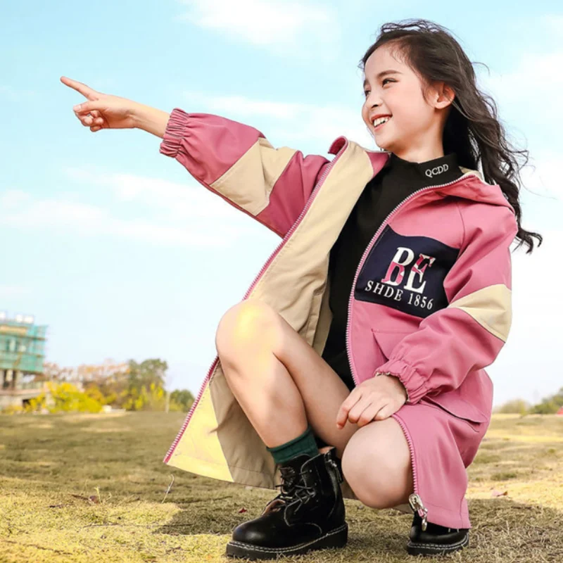 A lányok Kabát Kabát Pamut Outwear Szélfogó 2023 Bájos Tavaszi Őszi Szabadtéri Tizenéves Gyermek Ruházat4