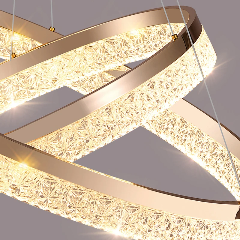 A Modern Led Csillár Nappali Minimalista Gyűrűk Akril Lámpa, Lakberendezés Hálószoba Drót Lóg Világítótestet Arany Keret4