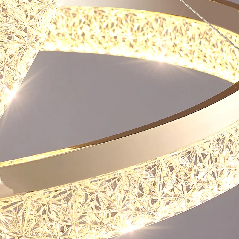 A Modern Led Csillár Nappali Minimalista Gyűrűk Akril Lámpa, Lakberendezés Hálószoba Drót Lóg Világítótestet Arany Keret5