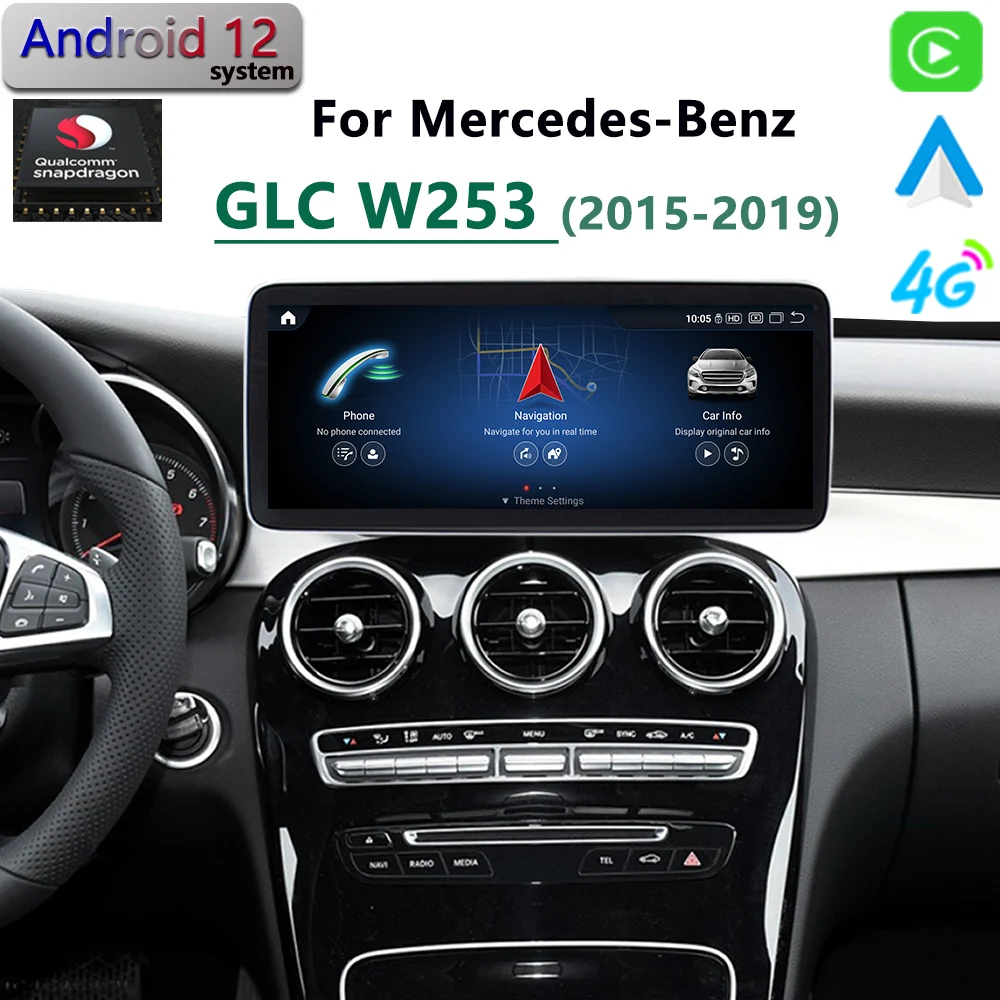 A Qualcomm A Mercedes-Benz Osztály GLC W253 C300 C350 2015 Android 12 autórádió GPS Navigációs CarPlay Multimédia Lejátszó, HD Képernyő0