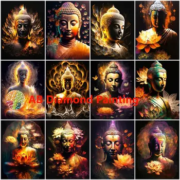 AB Gyémánt Art Festmény, Készletek, Buddha, Mozaik, Cross Stitch Lotus Gyöngyökkel Hímzett Vallás Képek A Haza